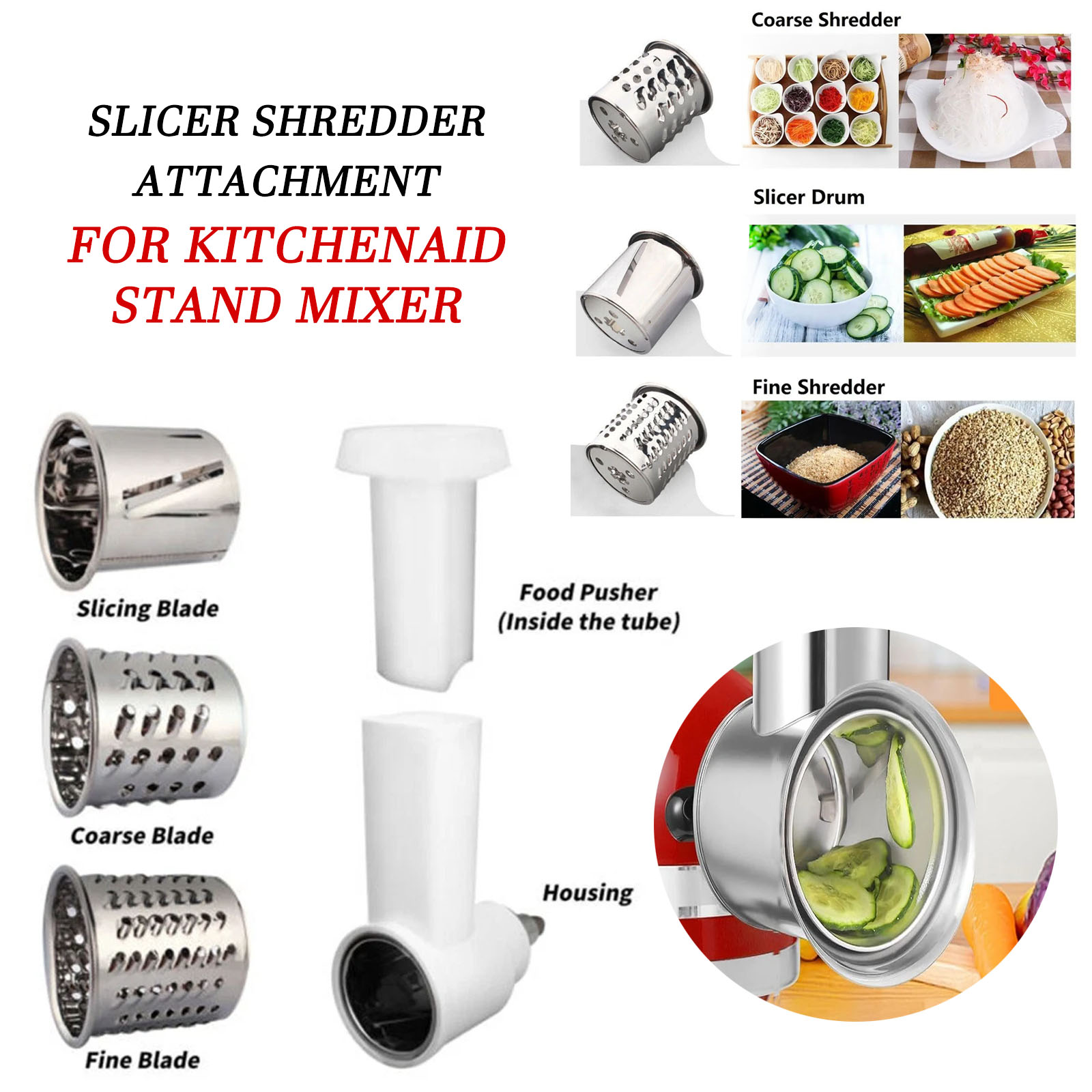 Meat Grinder Attachment - Accesorio rebanador y triturador 3 en