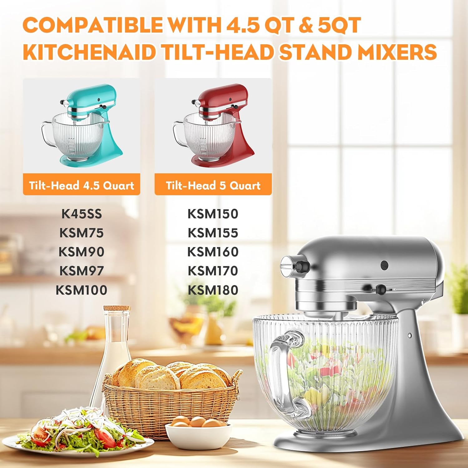 GVODE Cuenco de vidrio para ba - Kitchen Appliances Kitchenaid reseña y precio